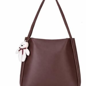 Tote Bag | Synthetic Leather | Shoulder Bag with Bear Charm Tote