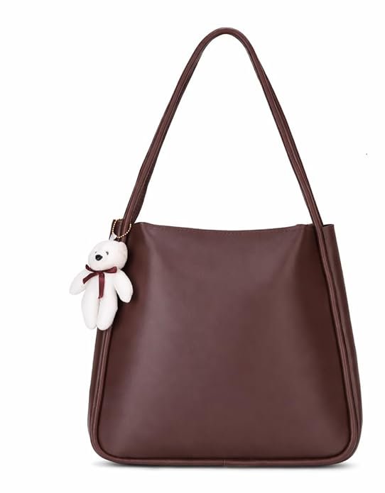 Tote Bag | Synthetic Leather | Shoulder Bag with Bear Charm Tote