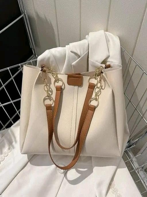 Tote bag | Elegant PU Leather Tote with Chain Strap - Image 5