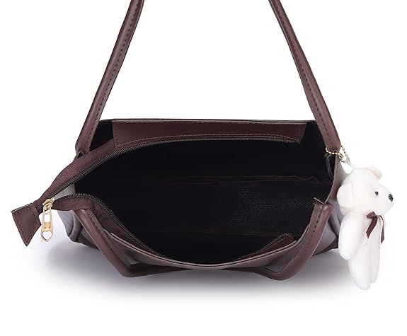 Tote Bag | Synthetic Leather | Shoulder Bag with Bear Charm Tote - Image 2